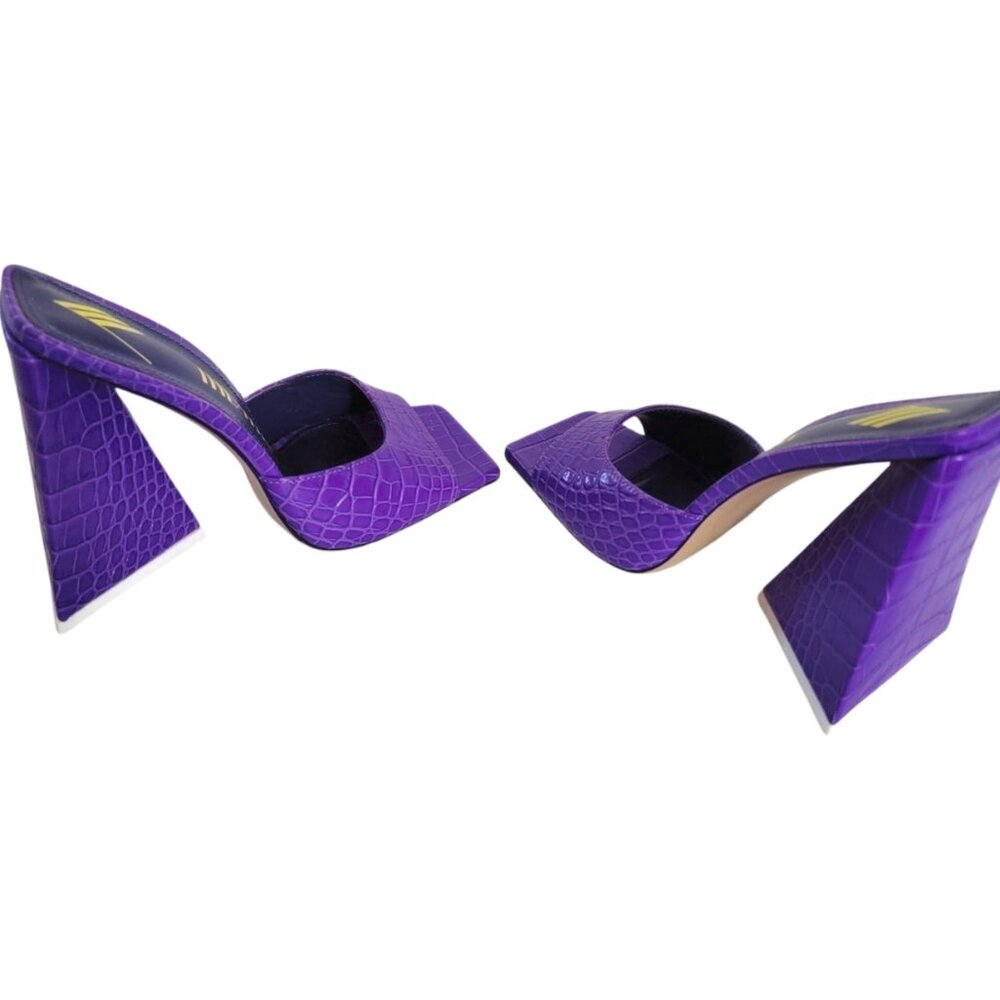 The Attico Devon Croc-Effect Mules in Neon Violet Purple 37 7 - Picture 5 of 8